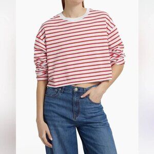 NWT- ATM Anthony Thomas Melillo Striped Red / White Cotton T-Shirt, Size Medium